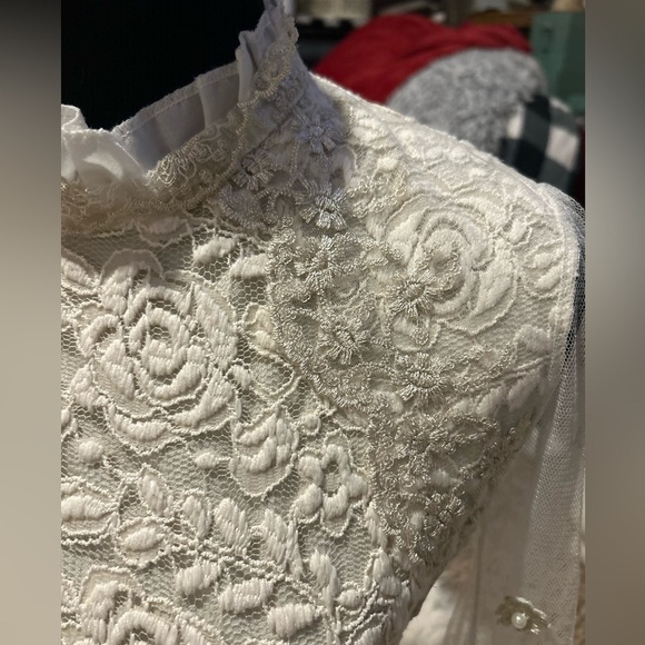 Rare Yi Meng Yuan sheer lace briquettes cream flowers S 0210 mesh 85 - Picture 2 of 5